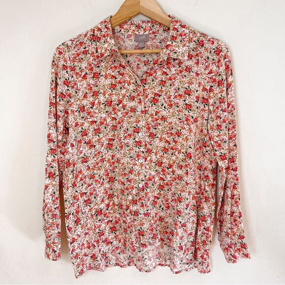 J. Jill Floral Button Down Blouse Size S Petite - Picture 1 of 7
